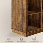 GarveeHome 8 Cube Storage Organizer Bookshelf, 3 Tier Farmhouse Horizontal Bookcase, 62 Inch Wood Storage Bookcase for Entryway, Long Low Bookshelves for Living Room-Retro Brown