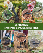 5-in-1 Garden Hoe - Adjustable 37" to 50" Handle, 5 Tool Heads, Heavy-Duty Weeding, Cultivating, and Raking Tool for Gardening, Camping, and Outdoor Use