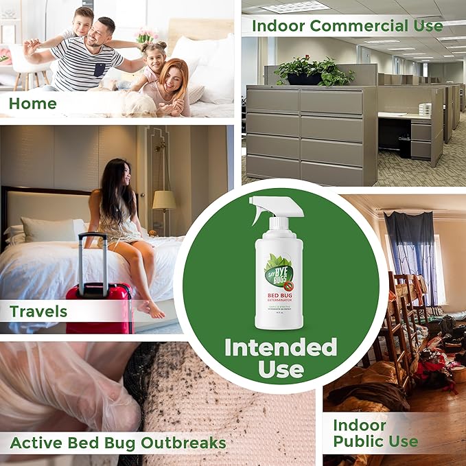 Bed Bug Spray for Getting Rid of Bed Bugs Permanently. Say Bye Bugs - a Non-Toxic, Kill on Contact Treatment That Doesn't Stain & is Odor Free. Simply Shake & Spray (1x 16oz).