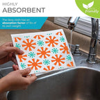 Skoy Cloth 2-Pack Eco-Friendly & Reusable Swedish Dishcloth, for Kitchen & Household Use, Plastic-Free Packaging, Dishwasher Safe, Designer Series – Connections/Sunburst, White Skoy Cloth
