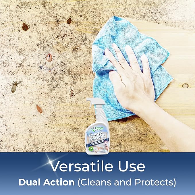 Spotless Essentials - Indoor Pest Control Spray & Multi-Surface Cleaner for Home and Kitchen - Kills Dust Mites, Bed Bugs, Ants, Lice - Child & Pet Friendly - 24oz (Laundry Fresh Scent)