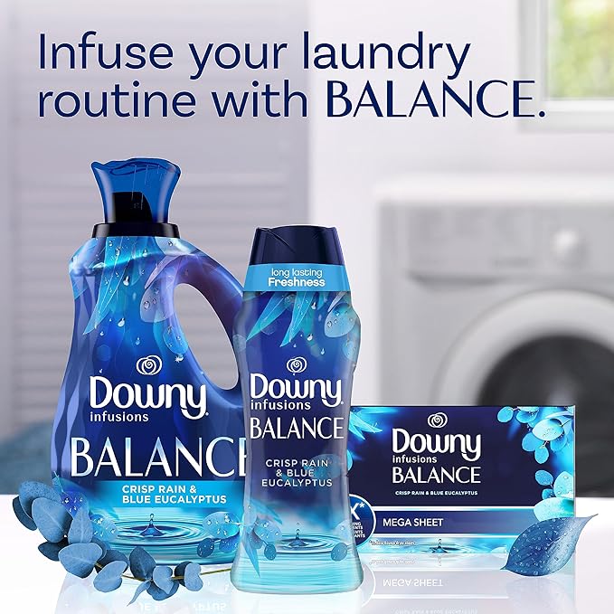 Downy Balance In-Wash Laundry Scent Booster Beads, Crisp Rain and Blue Eucalyptus scent, 30.1 oz, laundry scent beads, Long-lasting Freshness