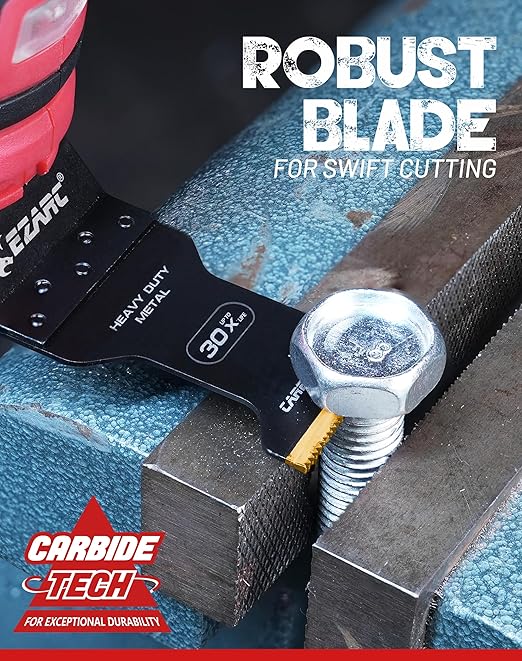 EZARC Carbide Oscillating Saw Blades, Multitool Blades Quick Release for Hard Material, Hardened Metal, Nails, Bolts and Screws, 10-Pack