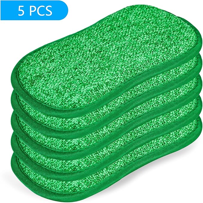 Kitchen Dish Sponge Scrubber Non Scratch, Dishcloth No Odor Reusable Washable Multipurpose Scrub Pads Sponges Heavy Duty for Dawn Dish Soap Cleaning of Sink Pans
