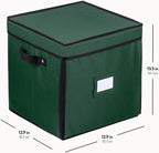 ZOBER Christmas Ornament Storage Box - Stores 64 3" Ornaments with Drawer Style Trays - Tear Proof 600D Oxford Fabric - Ornament Organizer Storage Box, Durable Christmas Containers Holder - Green