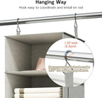 Vailando 6-Shelf Hanging Closet Organizer with 3 Drawers, Closet Hanging Shelves with Removable Fabric Drawers for Wardrobe, Nursery & Dorm Storage, Silver Gray