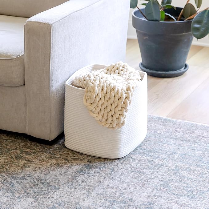 NaturalCozy 13x15x13 Kallax Storage Cubes, 3 Pack | Cotton Rope Cube Storage Bins Woven Baskets for Organizing | Kallax Insert Baskets for Shelves Organizer, Kids Toy, Pantry, Closet, Baby Nursery