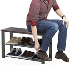 Simple Houseware Wood Top Shoe Storage Bench for Entryway, Dark Brown