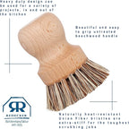 REDECKER Natural Fiber Bristle Pot Brush - Untreated Beechwood Handle - Heat-Resistant Union Fiber Head for Cleaning Pots, Pans and More - 2-1/2 inch Diameter - Set of 2 - Boar Bristle Dish Brush