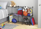 Whitmor Storage Cubes - Stackable Interlocking Wire Shelves - 14.25"D x 14.5"W x 14.5"H - Black (Set of 6)