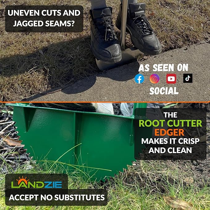 Landzie Root Cutter Edger Lawn Tool, 37 Inch Manual Lawn Edger Tool, Grass Edger, Sidewalk Edger, Garden Edger, Yard Edger, Garden Tools and Landscaping Tools, Edgers for Landscaping, Edging Shovel
