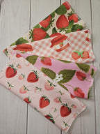 Paperless Towels, 12-12" X 10" Washable Paper Towels, Reusable Paper Towels, 100% Cotton (Strawberry Variety)