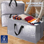 Cosy Family 12 Pack Heavy Duty Moving Bags with Backpack Straps - Strong Handles & Zippers, Storage Totes For Space Saving, Fold Flat, Alternative to Moving Box (X-Large-Set of 12, Silver)
