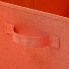 HOONEX Storage Bins with Lids for Organizing, Pack of 2, Storage Boxes with 2 Carrying Handles and Sturdy Heavy Cardboard, 16.5" L x 11.8" W x 7.5" H for Shoes, Books, Clothes, Nursery, Orange