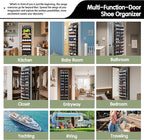 10 Tier Over The Door Organizer - Heavy Duty Hanging Storage Rack with Sturdy Oxford Fabric, Holds 20+ Pairs of Footwear, Boots & Sneakers, Saves 50% Closet Space (Black)