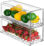 Sorbus Small Wide Clear Storage Drawers (4 Pack) – Stackable Pull-Out Storage Bins for Fridge, Pantry, and Cabinet Organization – Acrylic Drawer Organizers