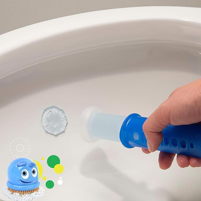 Scrubbing Bubbles Fresh Gel Toilet Bowl Cleaning Stamps, Helps Keep Toilet Clean and Helps Prevent Limescale & Rings, Rainshower Scent, 1 Dispenser with 6 Fresh Gel Stamps (Pack of 2)