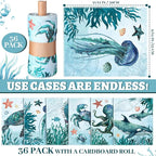 36 Count Reusable Cleaning Cloths Washable Cotton Kitchen Towels for Home(Sea Animals Style,Blue)