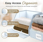 Trapezoid Storage Bins – 12"x12"x10"x 4" Closet Shelf Organizer & Baskets, Fabric Storage Baskets, Collapsible Organizer Boxes for Towels, Baby Clothes, Spring Wardrobes – Light Blue, 3 Pack