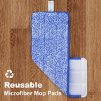 JOYMOOP Microfiber Flat Mop and Bucket System, Mops for Floor Cleaning and Wall Cleaner, Hardwood, Tile, Laminate, Vinyl Floors, Smooth Walls, and Glass Windows - 60" Flat Mop+5 Microfiber Pads[Black]