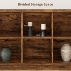 GarveeHome 8 Cube Storage Organizer Bookshelf, 3 Tier Farmhouse Horizontal Bookcase, 62 Inch Wood Storage Bookcase for Entryway, Long Low Bookshelves for Living Room-Retro Brown