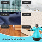 Comforday Multi-Purpose Handheld Pressurized Steam Cleaner with 9-Piece Accessories, Handheld Steamer Perfect for Stain Removal, Curtains, Car Seats, Floor, Bathroom, Window Cleaning (Light blue)