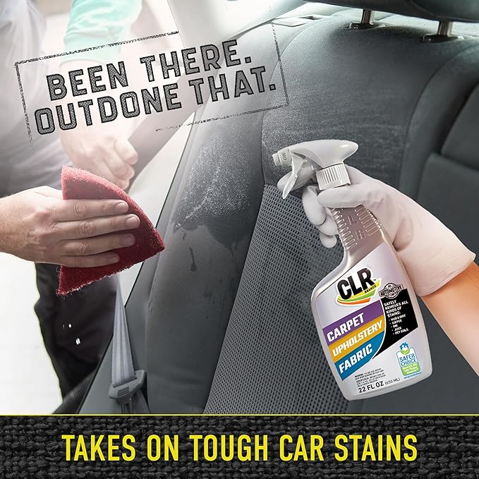 CLR Brands Automotive Carpet, Upholstery & Fabric Cleaner, 22 oz. Spray Bottle, Fast-Acting Stain Remover, Cleans Mud, Coffee, Ink, Blood and More, Automotive Carpet and Upholstery Cleaner
