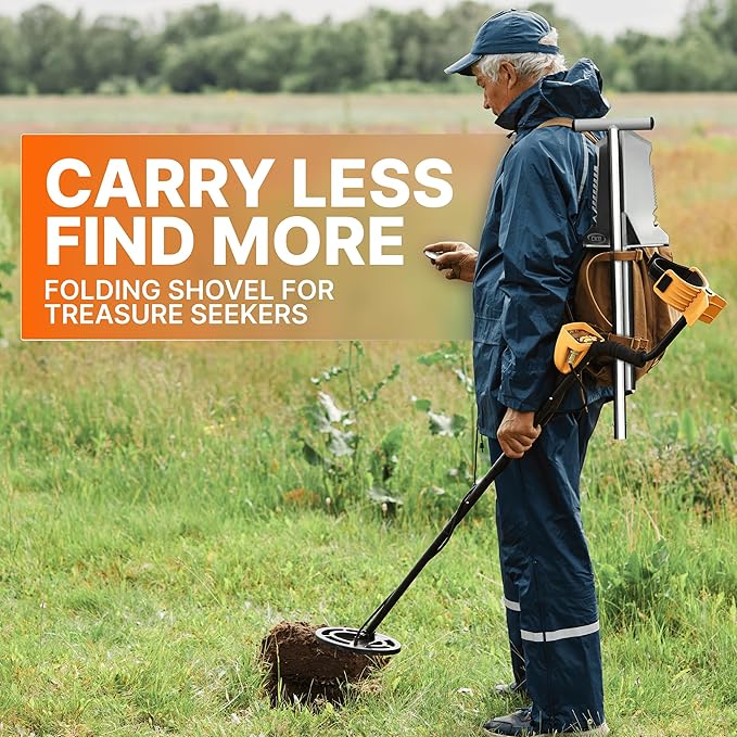 CKG Adjustable Shovel for Metal Detecting with Double Serrated Blade, Stainless Steel 304 Metal Detector Portable Shovel, Metal Detector Accessories,Single