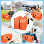HOMESURE 8 Pack Large Strong Moving Bags with Zippers & Carrying Handles - Water-Resistant - Heavy Duty Storage Tote for Space Saving, Fold Flat, Alternative to Moving Box (Orange)