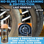 Grand Slam 3-Pack - Includes Tire Shine Gel (8oz), Car Scratch Remover (4oz), Water-Repellent Vinyl and Car Leather Protector (8oz), 2 Microfiber Towels