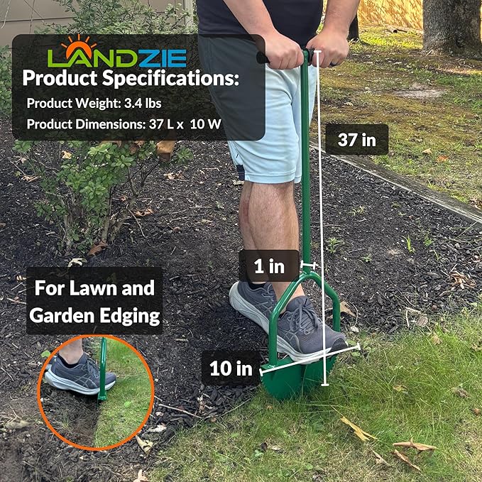 Landzie Root Cutter Edger Lawn Tool, 37 Inch Manual Lawn Edger Tool, Grass Edger, Sidewalk Edger, Garden Edger, Yard Edger, Garden Tools and Landscaping Tools, Edgers for Landscaping, Edging Shovel