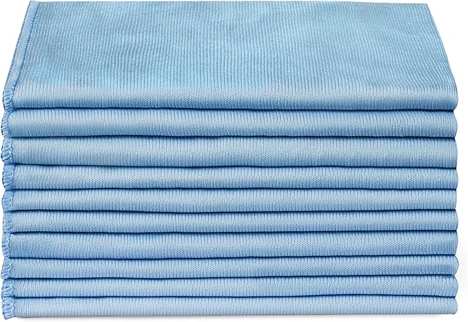 Zflow Microfiber Glass Cleaning Cloths - 8 Pack (16 x 16) - Streak Free - Lint Free - Quickly Clean Windows, Windshields, Mirrors, and Stainless Steel