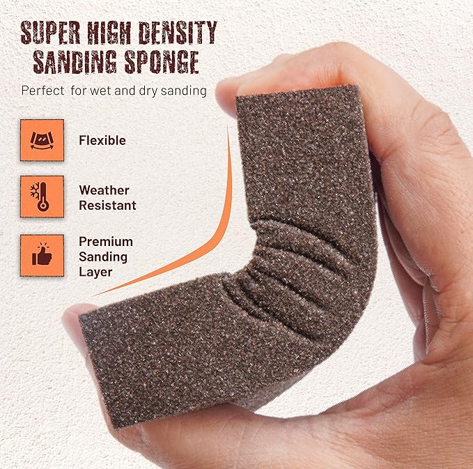 10-Pack Sanding Sponges with Gloves – Super High-Density Reusable Sanding Blocks for Wood, Drywall, Metal & Furniture – Non-Clogging, Wet/Dry – Coarse to Superfine Grits (60/80/100/120/180/220/320)