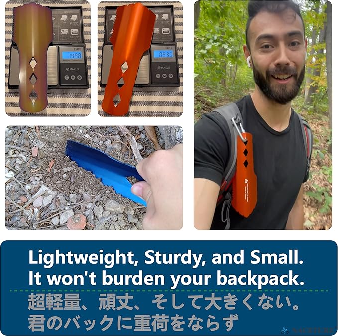 NACETURE Ultralight Backpacking Trowel Aluminum Shovel Small Potty Multitool with Longer Handle Design Essential for Hiking, Camping and Survival Bags (Green)