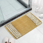 Zahari Home Sinatra Modern Bathroom Rug Classic Luxury Bath Rug Contemporary Decor Champagne Gold Bath Mat for Shower Unique Design Stylish Bathroom Rug Bath Shower Tub Décor