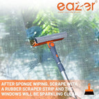 eazer Professional Window Squeegee, 2-in-1 Rotatable Squeegee for Window Cleaning Kit, Window Cleaner Tool, Window Washing Equipment Kit with Extension Pole (20''-30'') for Shower/Windshield