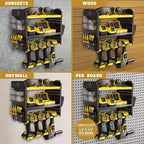Power Tool Organizer Wall Mount - 3-Tier Heavy-Duty Metal Hand Tool Storage Rack, Utility Racks, Drill Holder, PegBoard Side, & More - Garage Storage Cordless Tool Organizer (Yellow)