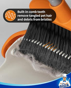 MR.SIGA Broom and Dustpan Set with Long Handle, Stand Upright Broom with Dustpan Combo for Cleaning Office, Garage, Lobby, Lightweight Sweeping Set, 51.7"(131 cm) Long Handle, White & Orange