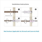 #8 Plastic Drywall/Concrete Anchors with Stainless Steel Screws Assortment Kit 100PCS, 50 Plastic Wall Anchors and 50 Flat Head Screws, Sheetrock Anchors(100, #8)