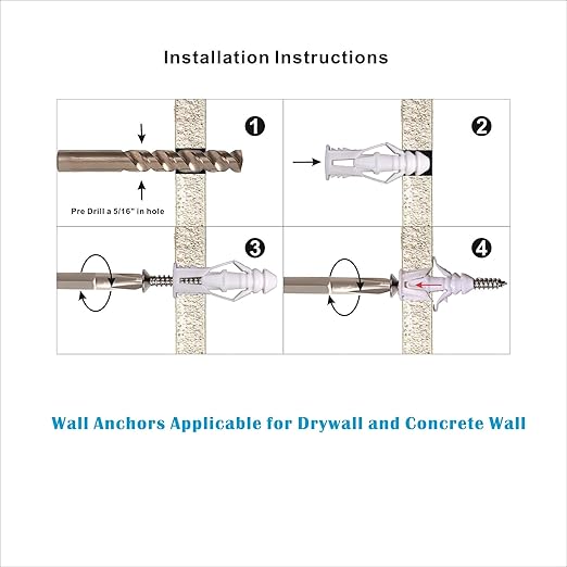 #8 Plastic Drywall/Concrete Anchors with Stainless Steel Screws Assortment Kit 100PCS, 50 Plastic Wall Anchors and 50 Flat Head Screws, Sheetrock Anchors(100, #8)