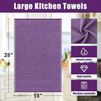 Homaxy Premium Kitchen Towels(18”x 28”, 8 Pack), Large Cotton Kitchen Hand Towels, Flat and Terry Dish Towels, 380 GSM Highly Absorbent Tea Towel Set with Hanging Loop, Purple
