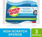 Scotch-Brite No Scratch Scrub Sponges, Blue, 4-1/2 x 2-1/2 x 7/10 in (Pack of 2)