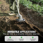20V Cordless Tiller Cultivator, 360RPM Electric Garden Tiller with 2.0Ah Battery & Charger, 9" Tilling Width, 6.6" Depth, Ideal for Lawn, Garden Beds, and Soil Cultivation