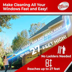 Full Crystal Window Cleaning Kit – 4 oz Glass Cleaner and Bottle with 27 ft Reach, Makes Up to 640 fl oz, Cleans Up to 20 Windows, Scrub-Free, Rinse-Free