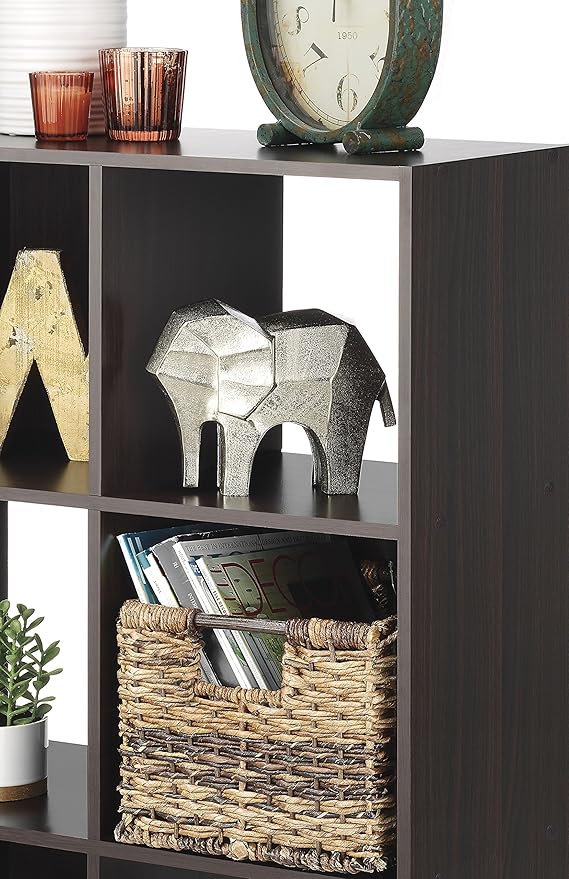 Whitmor 9 Cube Storage Organizer, 3 Tier Stackable Mdf Wood Bookcase, Open Storage Display Bookshelf, Storage Cabinet for Living Room, Bedroom, Home, Office, 35.5"L x 11.7"W x 35.5"H, Black