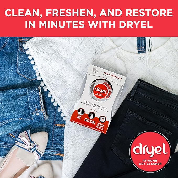 dryel At-Home Dry Cleaner Refill, New and Improved, Gentle Laundry Care for Special Fabrics and Dry-Clean-Only Clothes, 12 Loads with On-the-Go Stain Remover