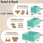 Simple Houseware Underwear Drawer Organizer for Lingerie/Undergarment/Bra/Panty/Sock/Onesie, Set of 6, Turquoise