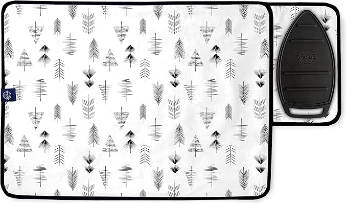 Encasa Homes Ironing Mat/Pad (Small 28"x20") with 3mm Padding & Silicone Iron Rest for Steam Pressing on Tabletop or Bed - Heat Resistant, Portable, Quilting & Travel Blanket - Black Arrow