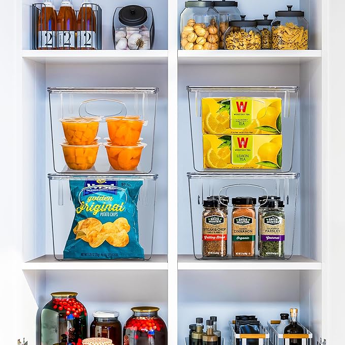Sorbus 4-Pack Large Clear Plastic Storage Bins with Lids - Kitchen, Pantry, Fridge, and Cabinet Organizer