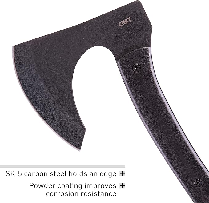 CRKT Skeggox Outdoor Tactical Axe: Full Tang SK-5 Plain Edge Axe w/Beard, Glass Reinforced Nylon Handle and Kydex Sheath 2917